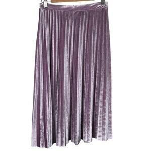 Asos Pleated Velour‎ Asymmetrical Midi Skirt Pink Size 6
